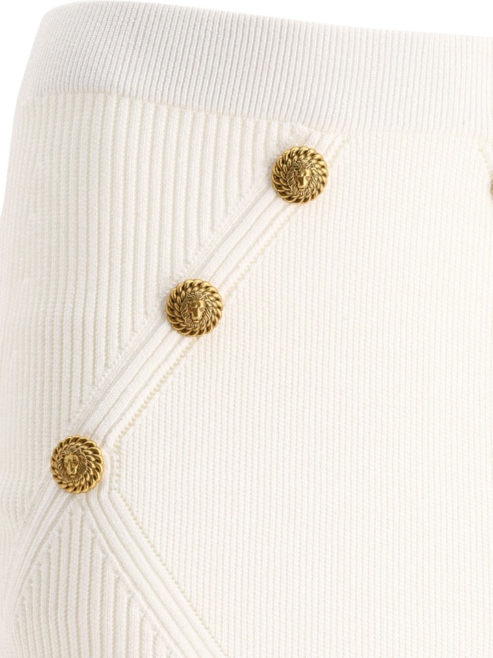 Balmain Knitted Skirt With Buttons Skirts - White | 50a033bb90d2463d0a35e988d9982586b6438263