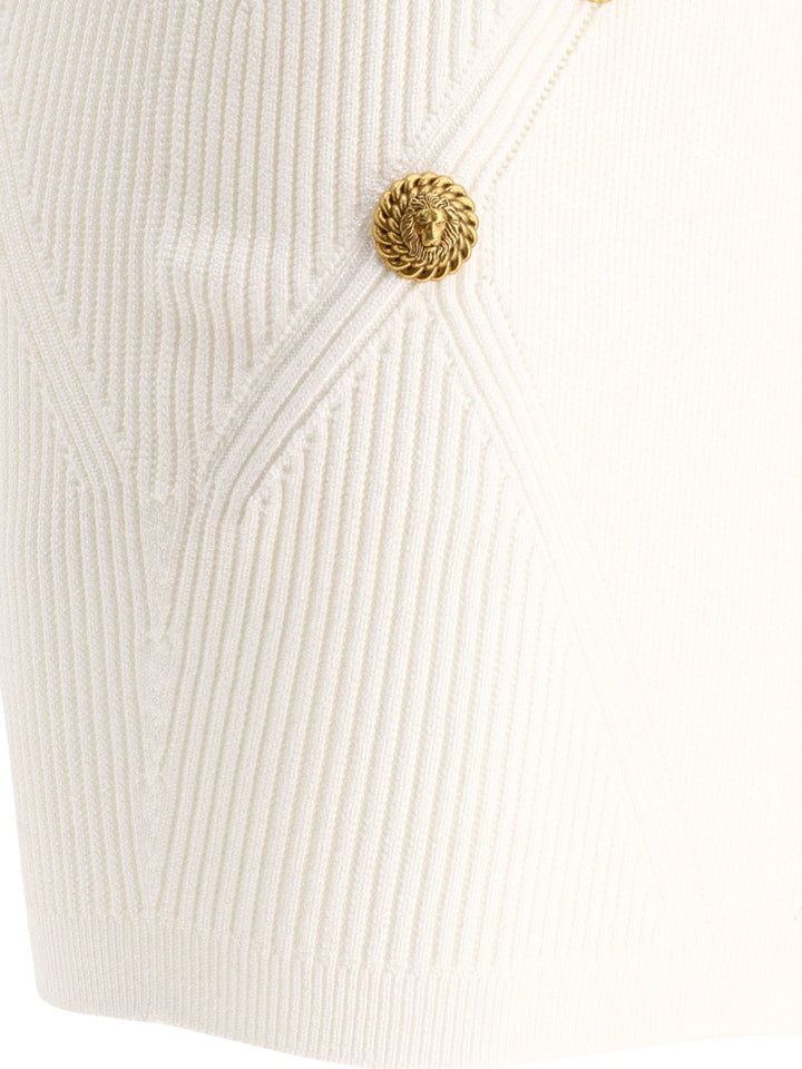 Balmain Knitted Skirt With Buttons Skirts - White | 89b4c8254b256bcc04de420382c2f44d6d2a406c