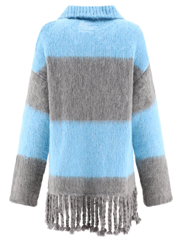 Etro Fringed Sweater Knitwear - Light blue | b6f1c9e18e51b032a48739fdcaf6e7e59fa847aa