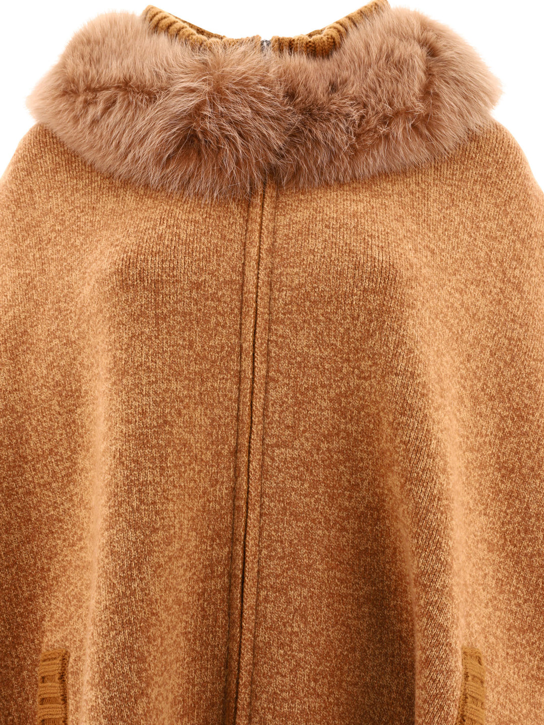 Giovi Cape With Fur Inserts Jackets and Coats - Beige | cd8ffc4ccba83335e4d407ab004812adaa950b27