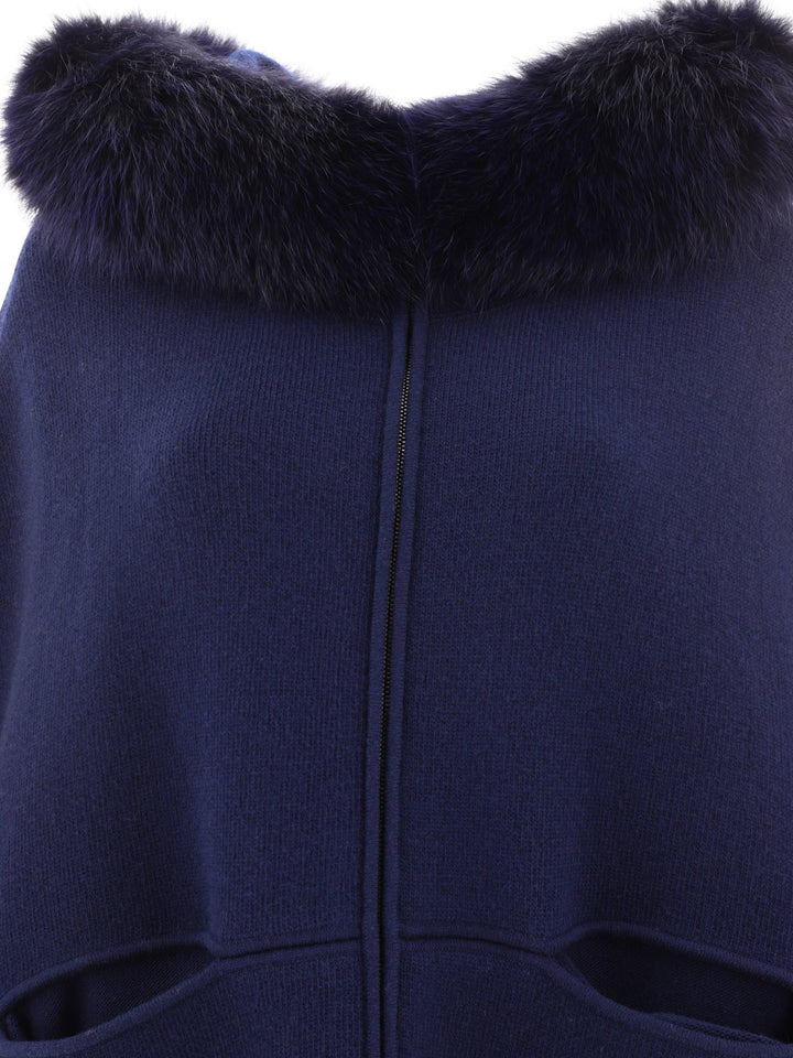 Giovi Wool And Cashmere Cape Jackets and Coats - Blue | 1904c723b2ed86c98b190d6219470b9f1debad14