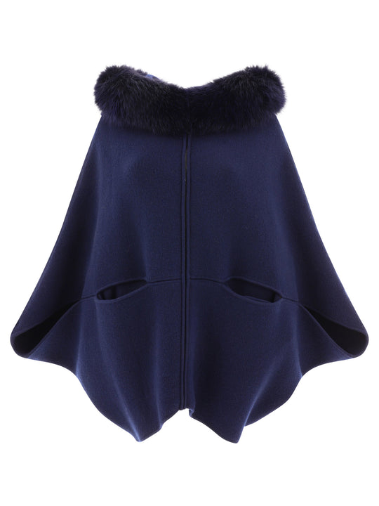 Wool And Cashmere Cape Jackets And Coats Blue