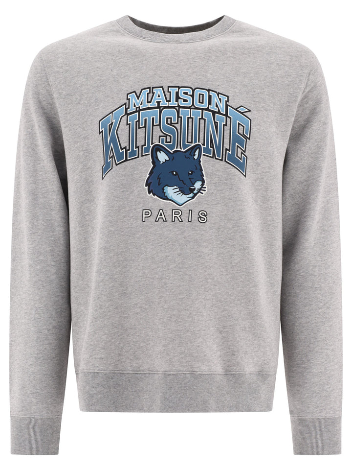 Maison Kitsuné Campus Fox Sweatshirts - Grey | 6480f8c9433e54853fb5adac5f7f527aaf3cac59