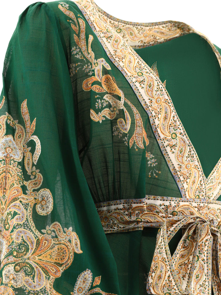 Zimmermann Devi Wrap Dresses - Green | 288b98486dde6bfee4a02d568bc8950c21b4a892