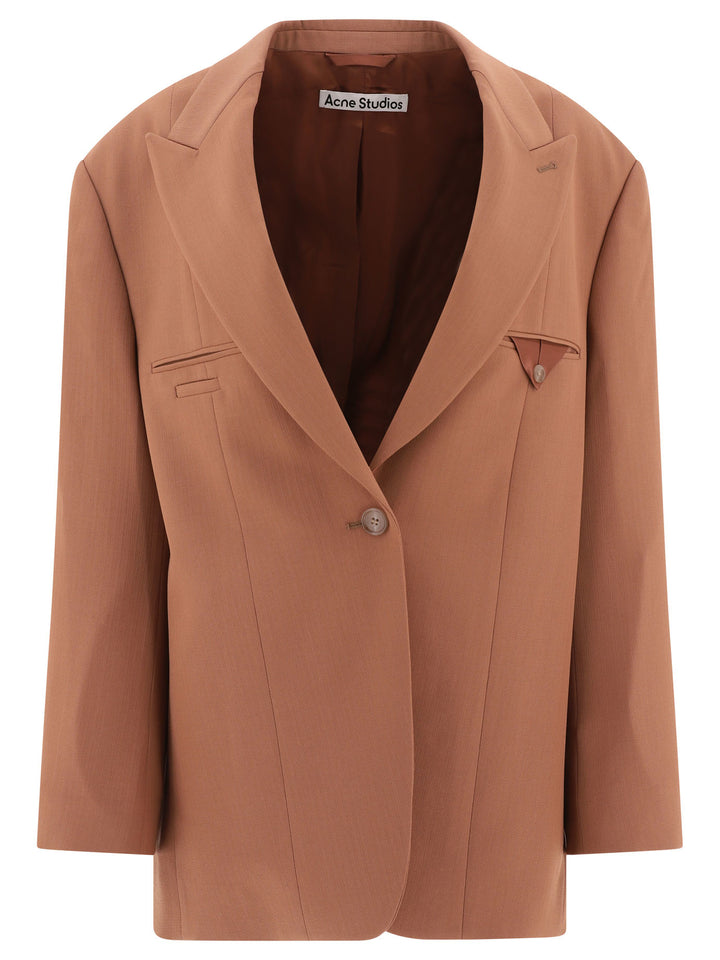 Acne Studios Single-Breasted Blazer Jackets and Coats - Brown | e5bdf990b2659c425c95a362024d9e8e748d6331
