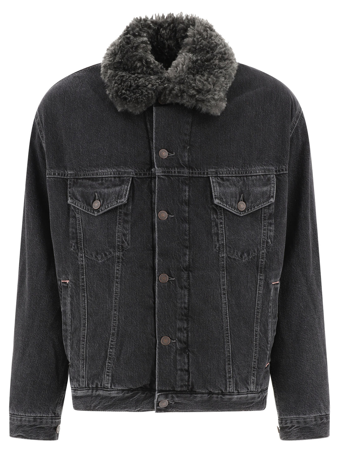 Acne Studios Lined Denim Jacket With Faux-Fur Collar Jackets and Coats - Black | 7870f80ba5dfdc0f8bfad9d0e51c6d4e0d9a6431
