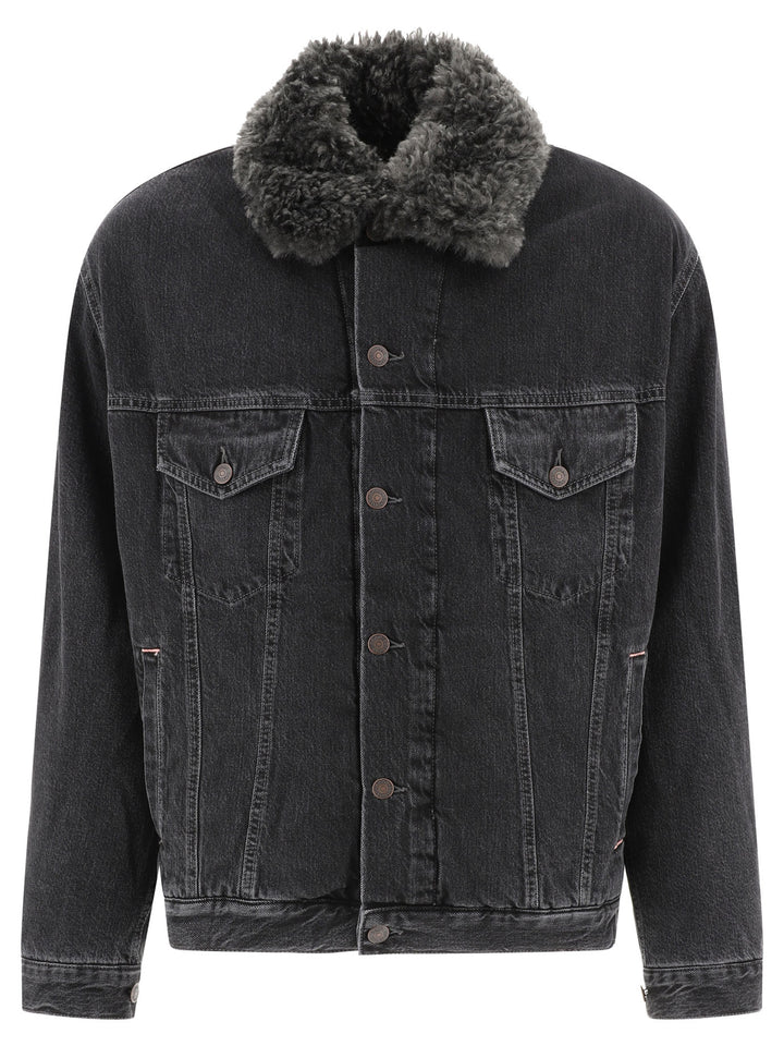 Acne Studios Lined Denim Jacket With Faux-Fur Collar Jackets and Coats - Black | 7870f80ba5dfdc0f8bfad9d0e51c6d4e0d9a6431