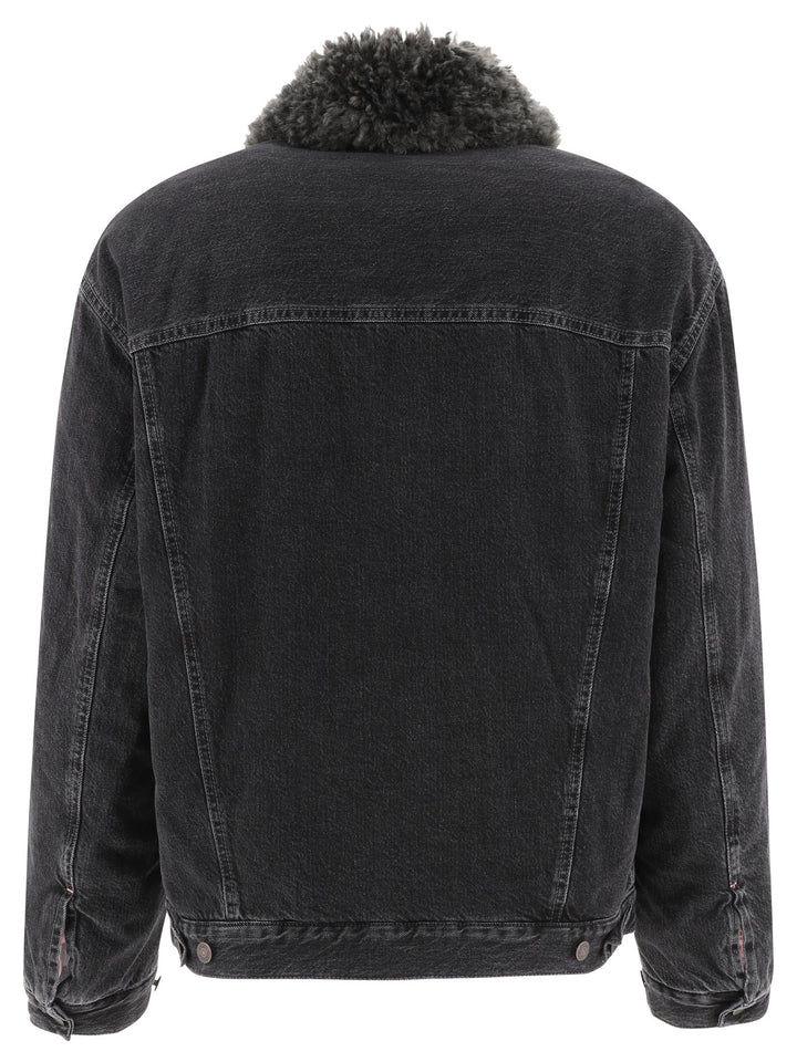 Acne Studios Lined Denim Jacket With Faux-Fur Collar Jackets and Coats - Black | f44192c6efa236f58bd1d477707ed4e992e5fe98