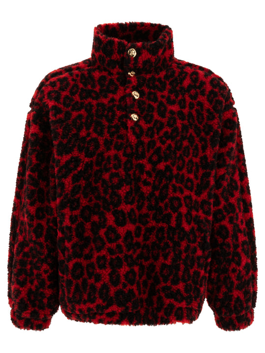Leopard Print Fleece Jacket Jackets And Coats Red