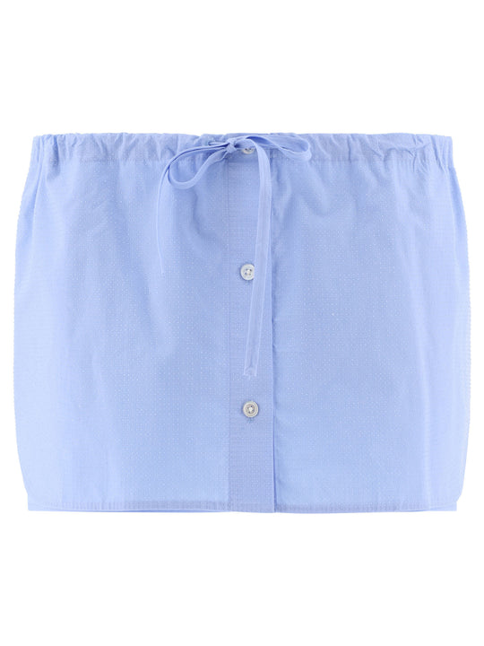 Drawstring Skort With Crystal Hotfix Shorts Light Blue