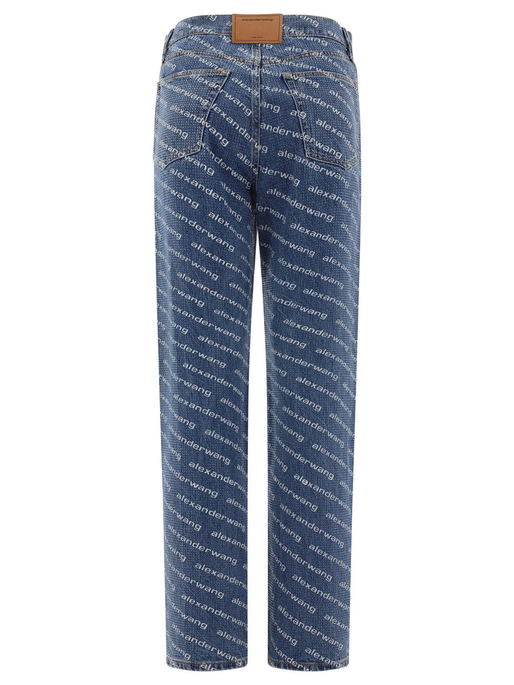 Alexander Wang With Logo Crystal Hotfix Jeans - Blue | 1dc6f47e49d34fbc4511a53d74255e06df968cca