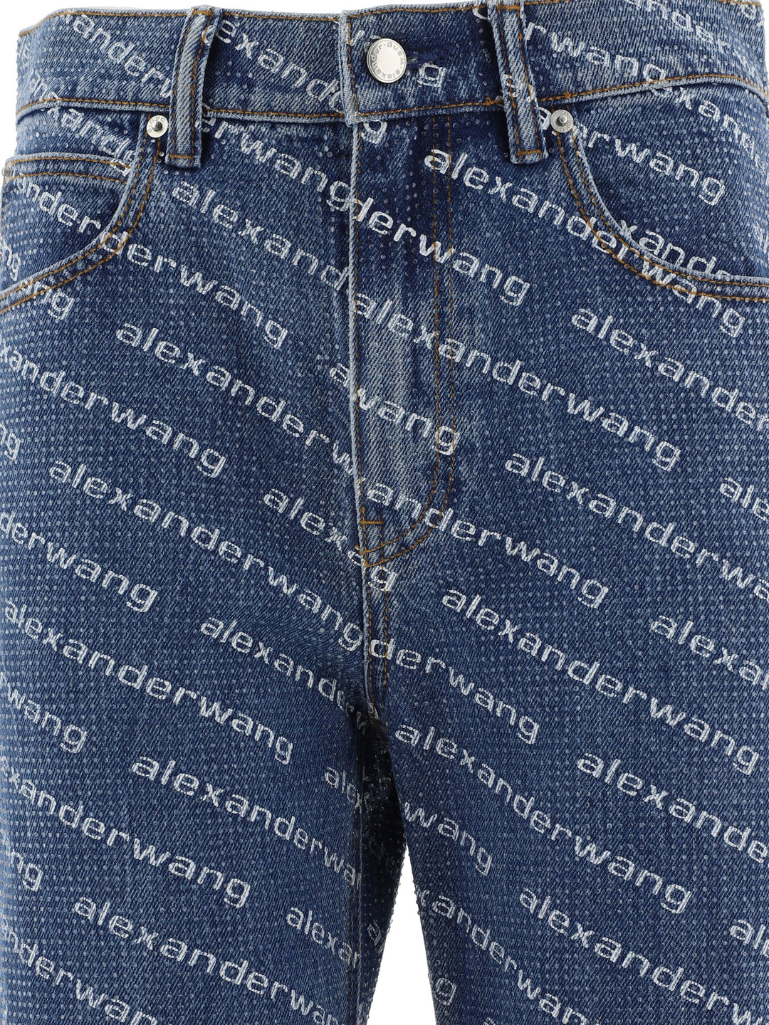 Alexander Wang With Logo Crystal Hotfix Jeans - Blue | 1a329d06a178abe91958d9430b07ad36cba1fea0
