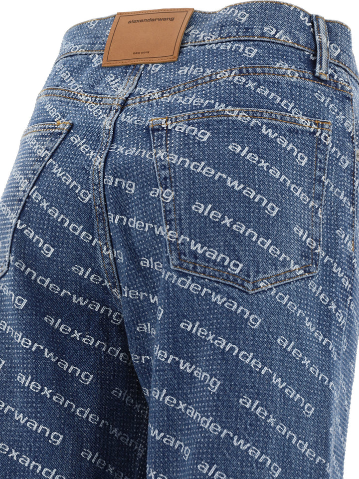 Alexander Wang With Logo Crystal Hotfix Jeans - Blue | 3f76fa66aecc93c7b83ccd9bddb189c0638b17bf