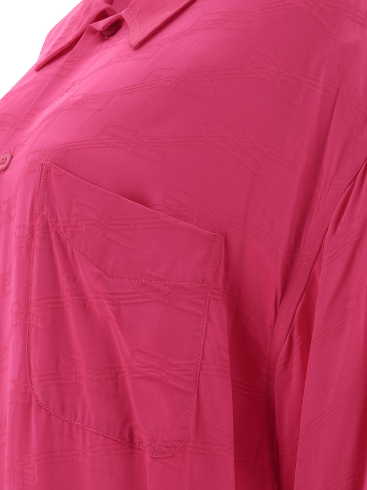 Balenciaga Shirt With Jacquard Logo Shirts - Fuchsia | 9fb13500fc3a4a1d644df36145dfbd11a0ac6e57