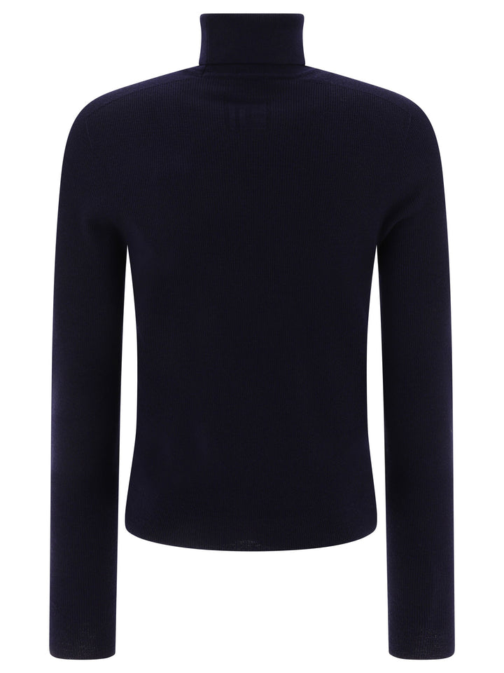 Balmain Sweater With Patch Logo Knitwear - Blue | 22f71fac5390eb9815660a7e5be03fb5bf990e00