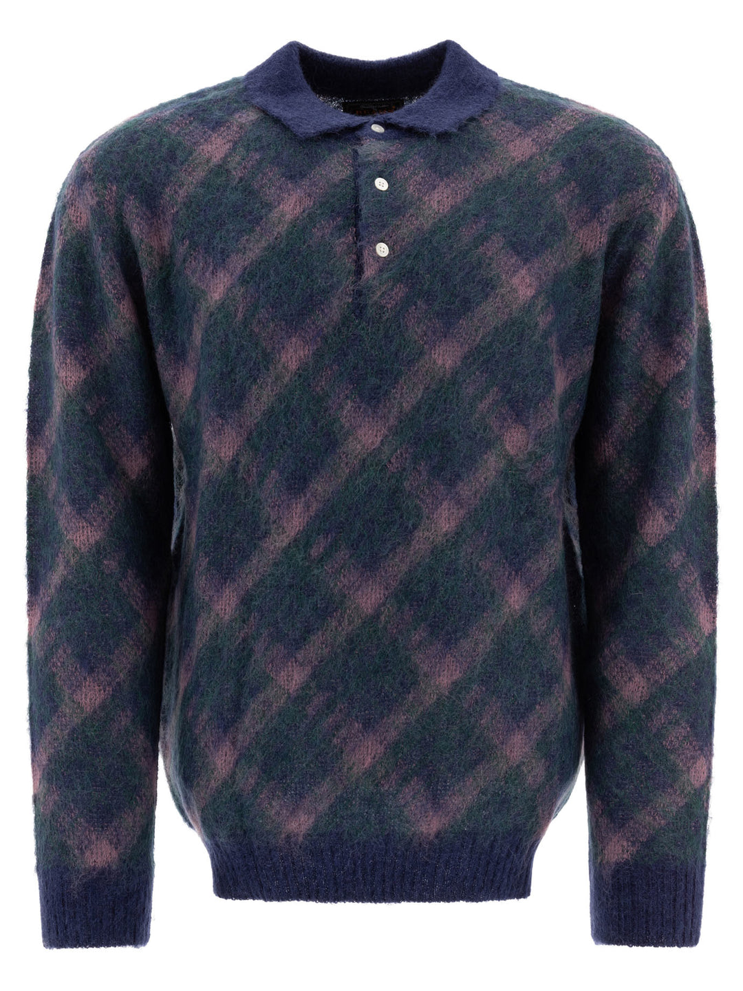 Beams Plus Shaggy Knit Polo Shirt Polo shirts - Blue | 9482c7d767bc37d1280ab76fc9b7ad354c7cad9b