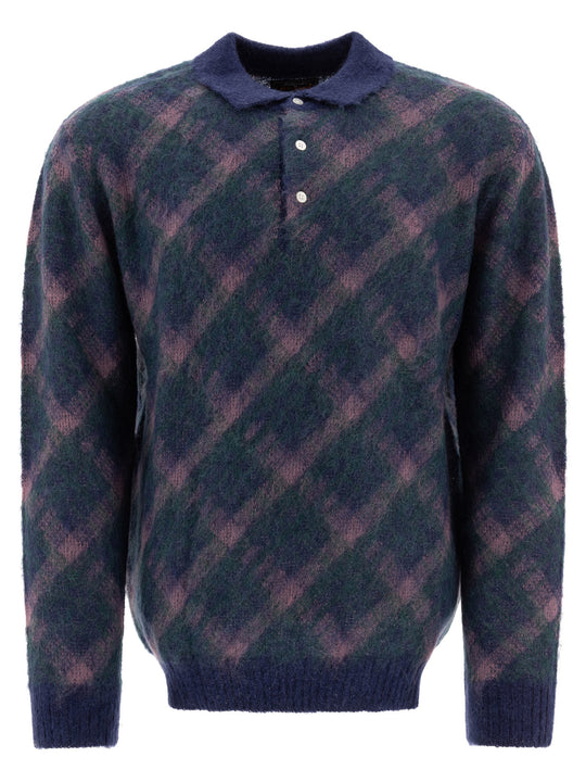 Shaggy Knit Polo Shirt Polo Shirts Blue