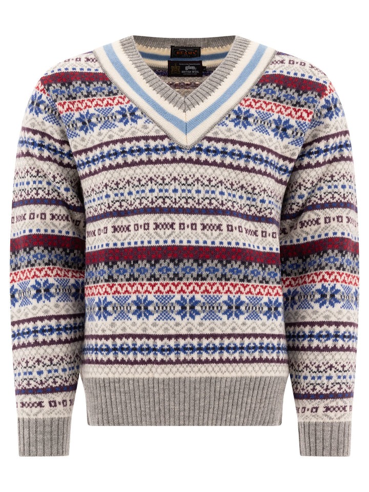 Beams Plus Fair Isle Knitwear - Grey | c8b83800754dde67eba9eb18a17ab89fbd86fc5f