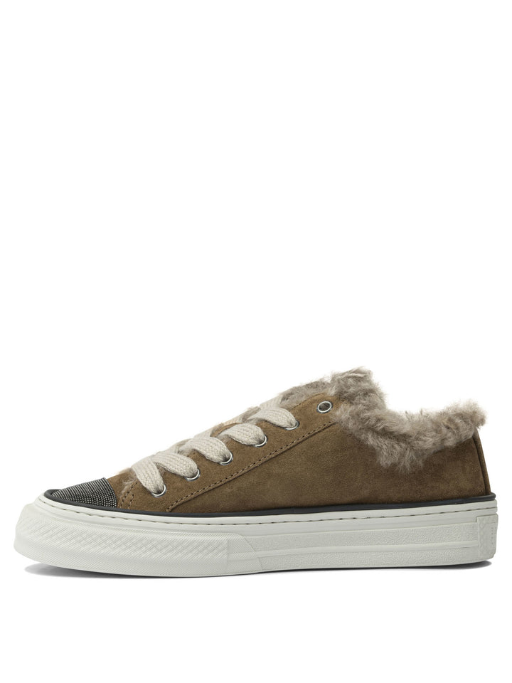 Brunello Cucinelli Suede Sneakers With Jewel Detailing Sneakers & Slip-On - Brown | a4ee58d853191567de842c6fb5b01f4bc8df2cdc