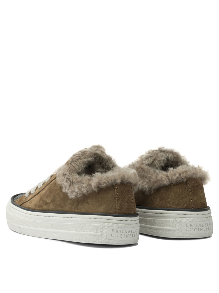 Brunello Cucinelli Suede Sneakers With Jewel Detailing Sneakers & Slip-On - Brown | 4e950adfff553f250f9fda233489c0b6398438f7