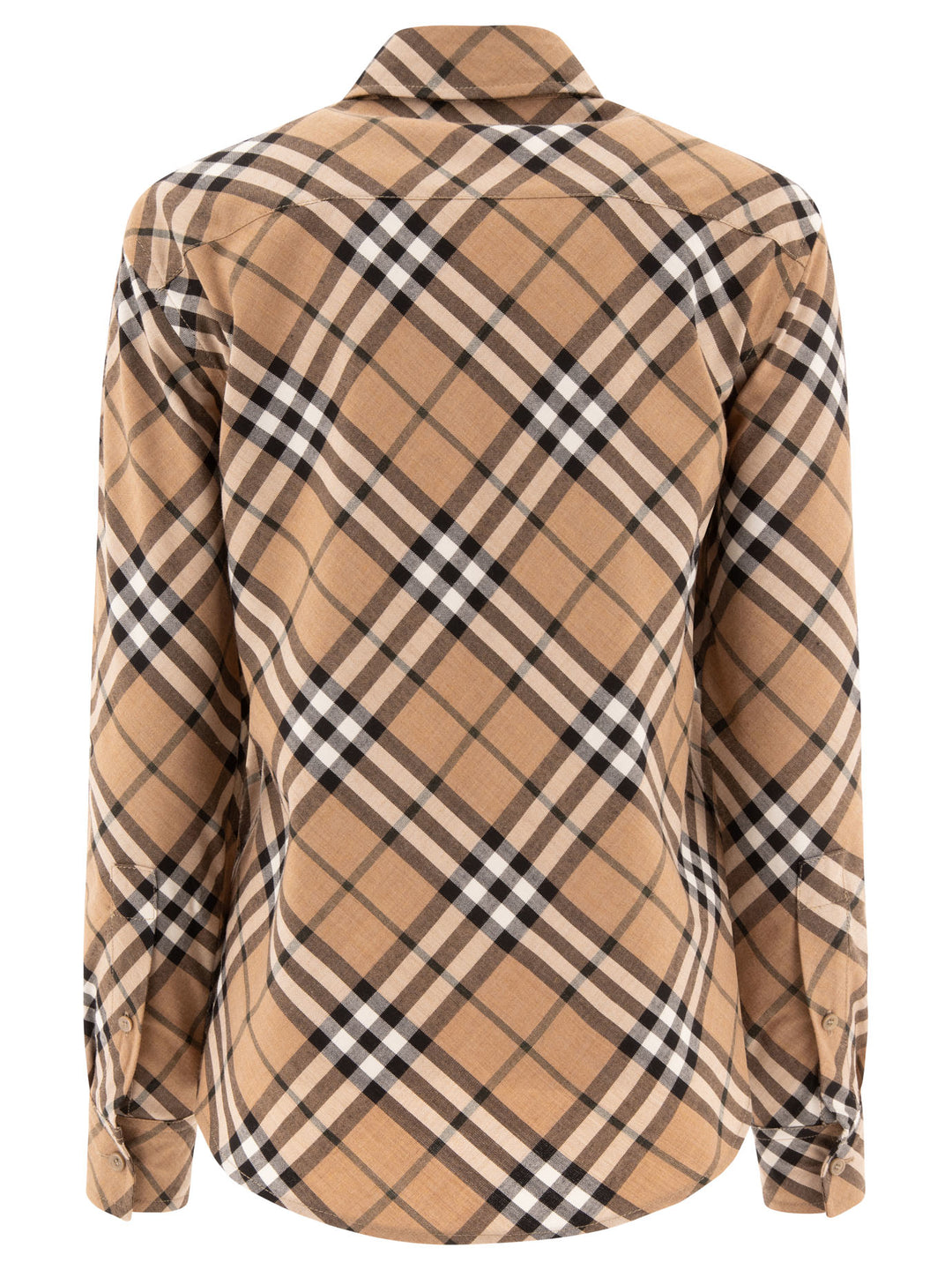 Burberry Wool Blend Shirt With Check Motif Shirts - Beige | 6a3494df97747ed12e8a1b61c6c04ff24f998027