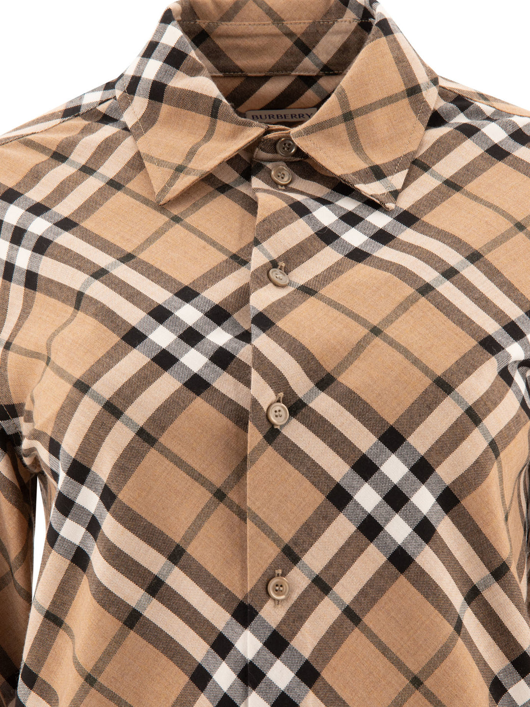 Burberry Wool Blend Shirt With Check Motif Shirts - Beige | 6e6e8d3e4adf12bf09dc2a58d6b7d53894e0ebdc