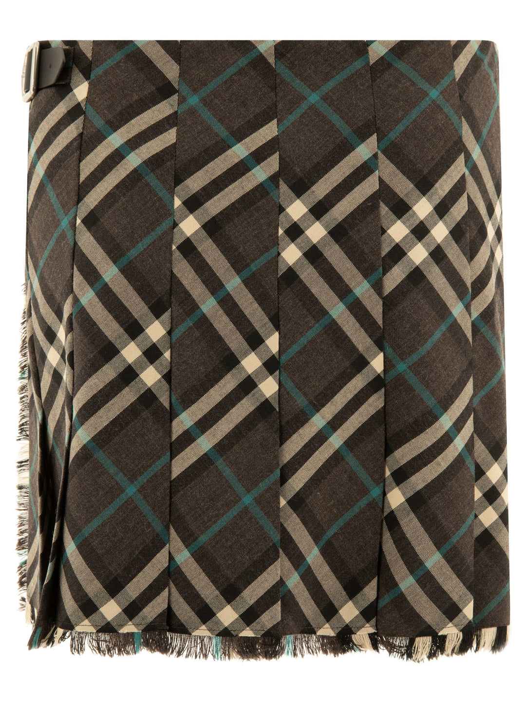 Burberry Check Wool Blend Mini Kilt Skirts - Grey | 30aeaaa4d32ca25cc06cabee63c143a3ff21b246