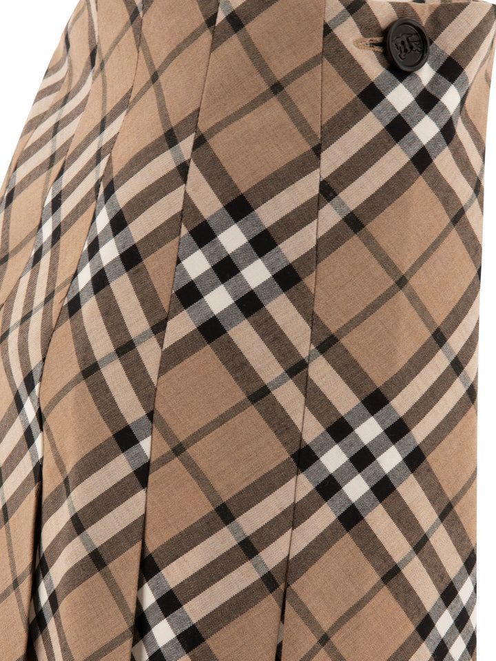 Burberry Check Wool Blend Mini Kilt Skirts - Beige | a79a52759df37108fbe1d98cce42e9663a9400f7