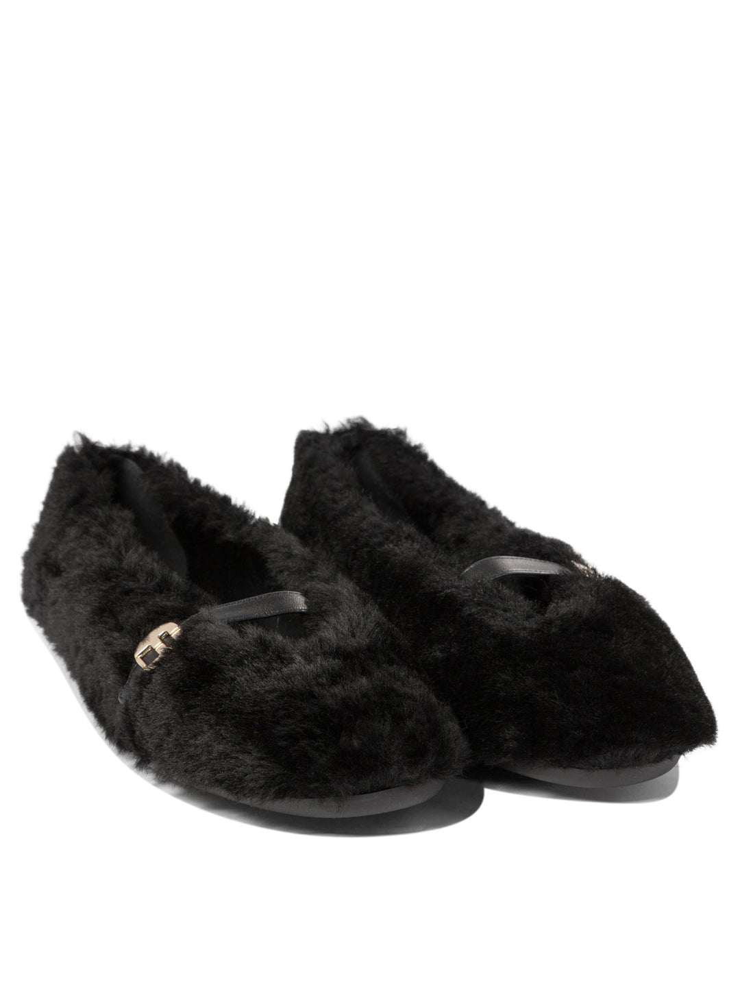Ferragamo Noella Fur Ballerinas - Black | 098501d49809b4225bc95340fb44fe3e0ae2a165