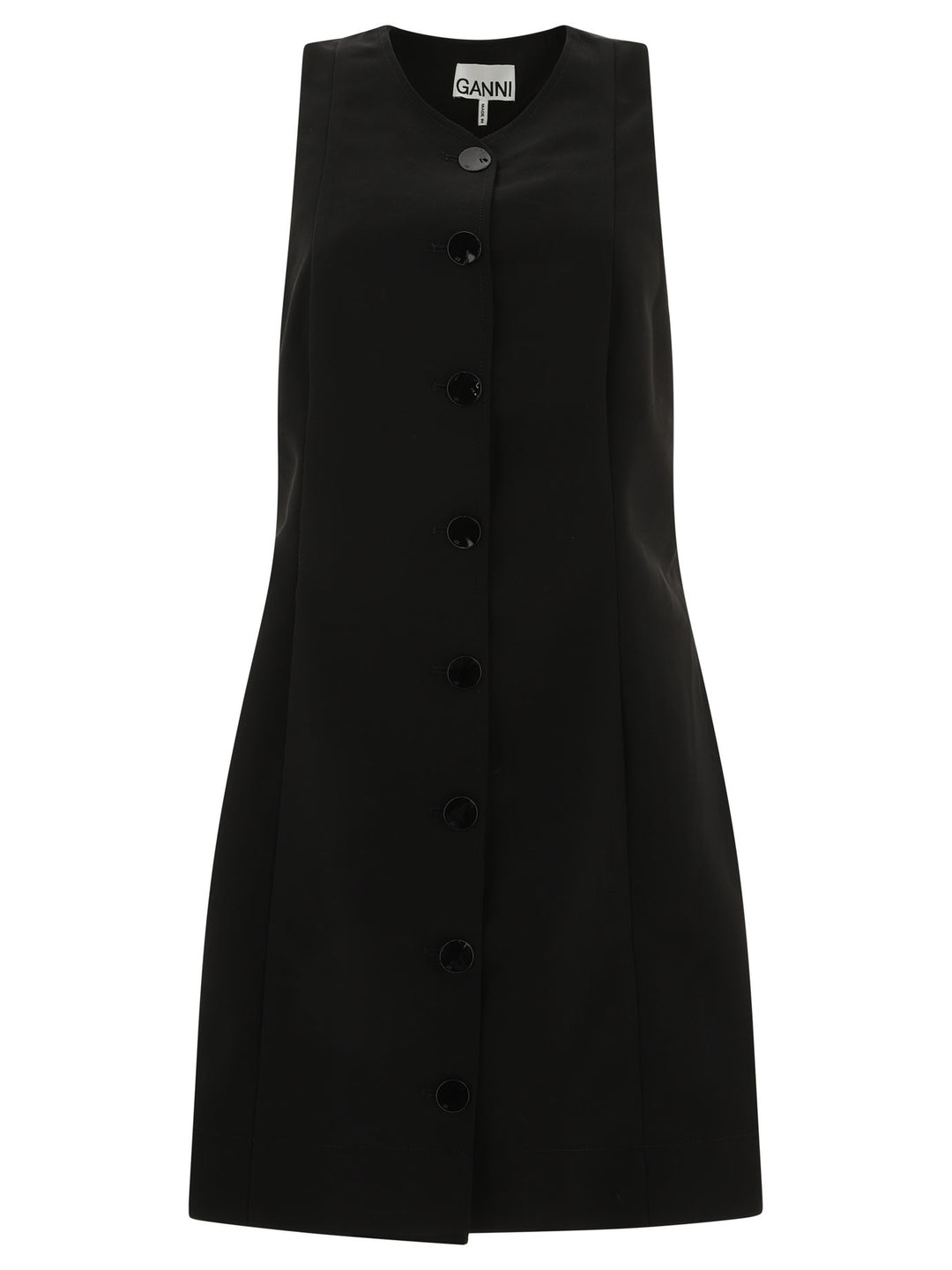 Ganni Twill Dress Dresses - Black | 2053b036b1c7b353f620b559ad971c0d4421e1b6