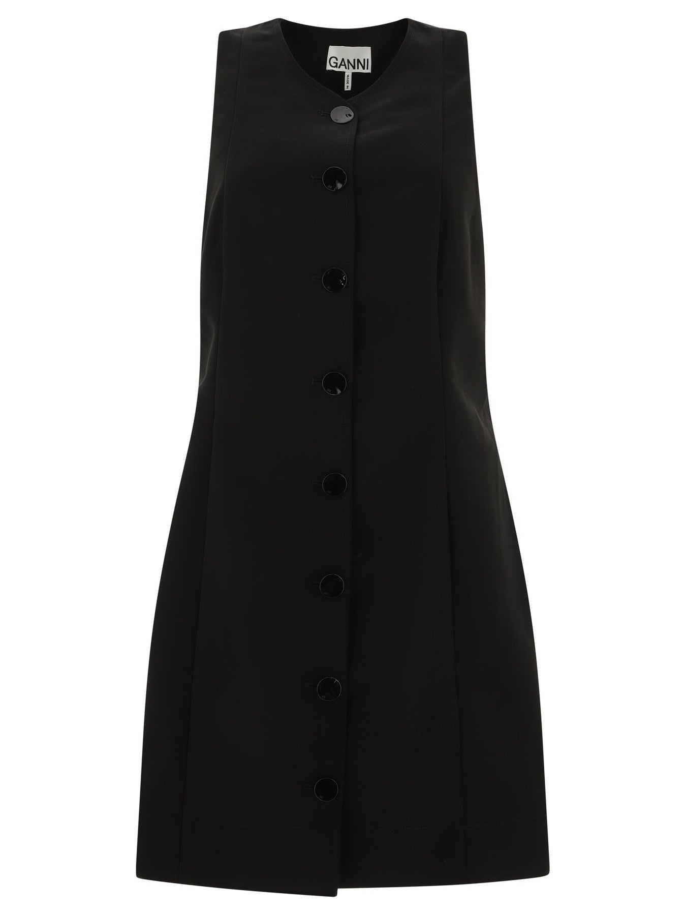 Ganni Twill Dress Dresses - Black | 2053b036b1c7b353f620b559ad971c0d4421e1b6