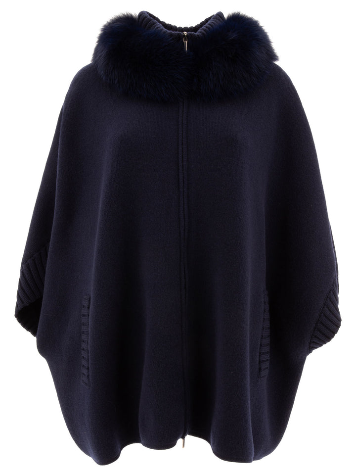 Giovi Wool And Cashmere Poncho Jackets and Coats - Blue | 3da7da00ff07e0b6899ad44ca92dab00dacef3d3