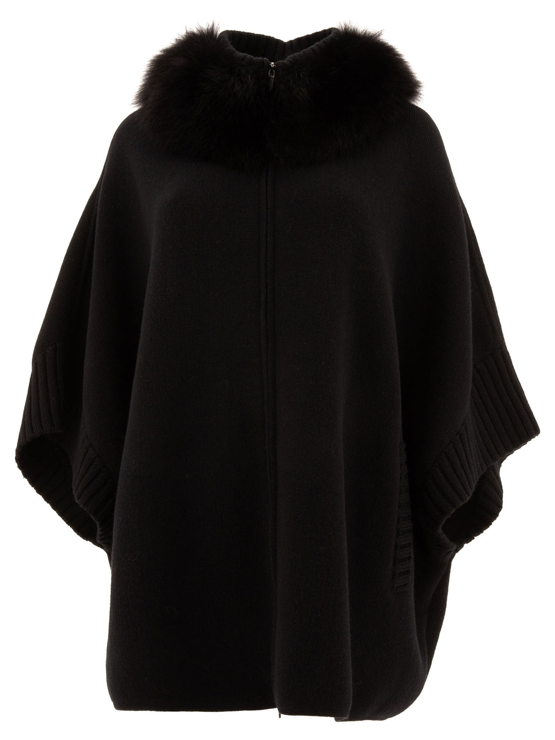 Giovi Wool And Cashmere Poncho Jackets and Coats - Black | 9621211bd0bce601a28e6f757482bbc38c48a072