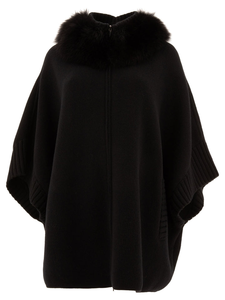 Giovi Wool And Cashmere Poncho Jackets and Coats - Black | 9621211bd0bce601a28e6f757482bbc38c48a072
