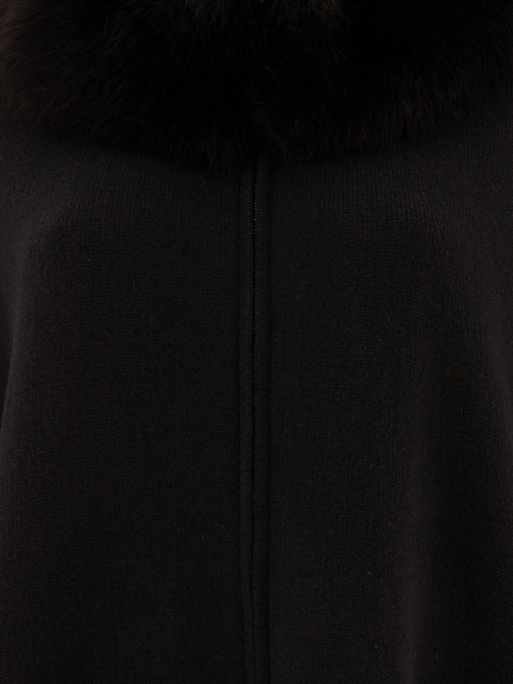 Giovi Wool And Cashmere Poncho Jackets and Coats - Black | ce94133cf364a55bec9cbb5f3aaddde980d47b6e