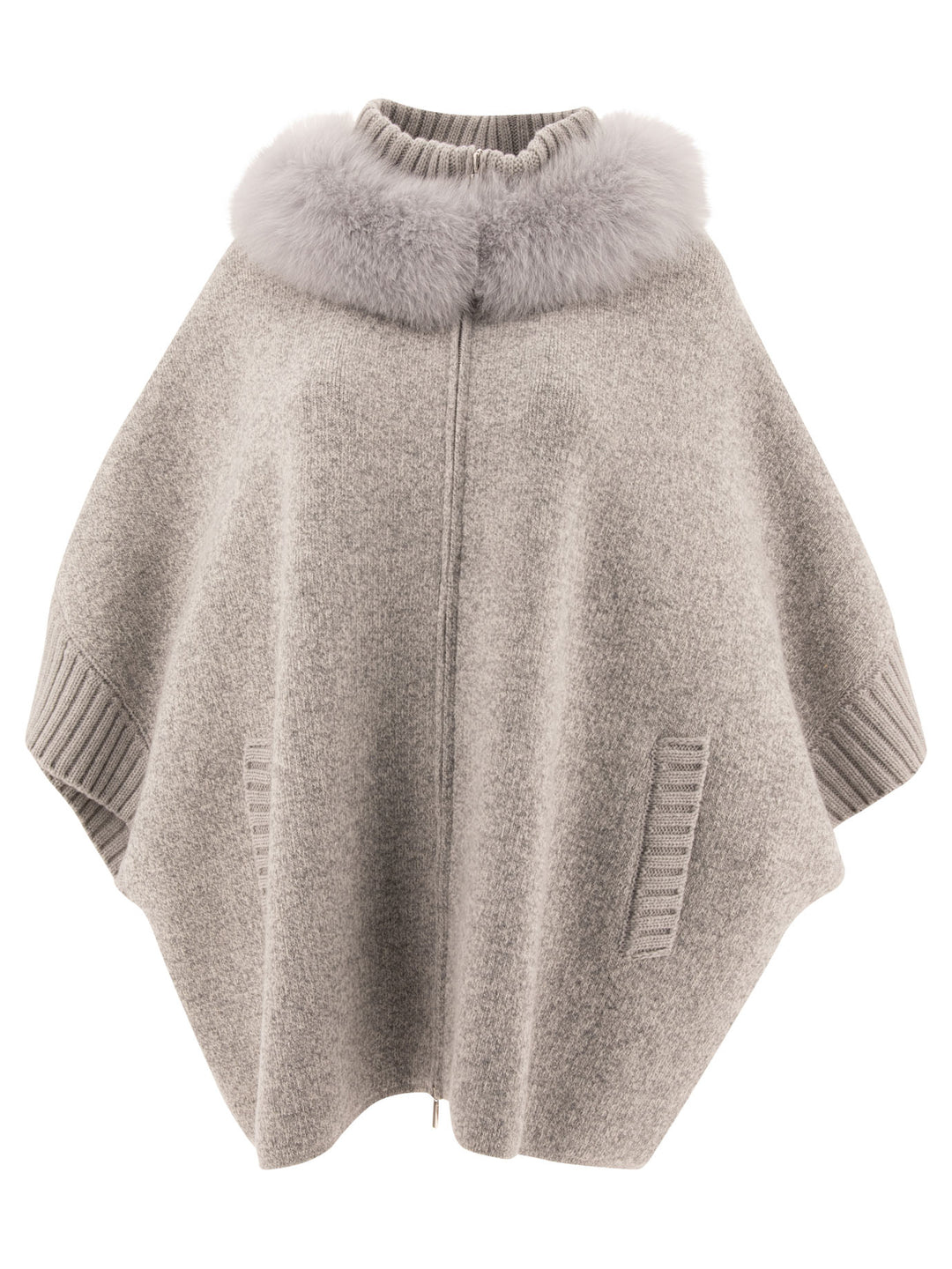 Giovi Wool And Cashmere Poncho Jackets and Coats - Grey | c4f51785b8663f561b3b18aa42b38e5080a4caec
