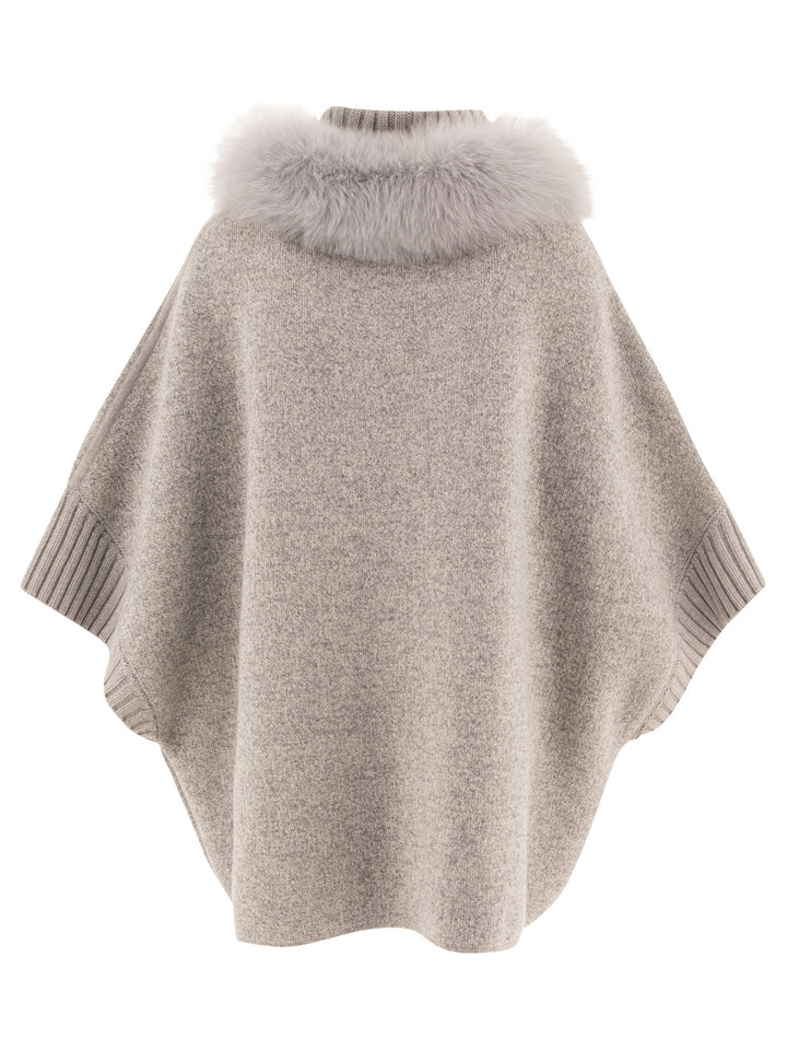 Giovi Wool And Cashmere Poncho Jackets and Coats - Grey | b607fb348c8cbe03f25b36329ddfbfe46b68da3d