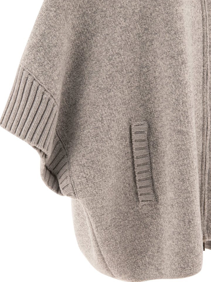 Giovi Wool And Cashmere Poncho Jackets and Coats - Grey | bbbf6da625de3d3641d1f538cf04c2c1d465e677