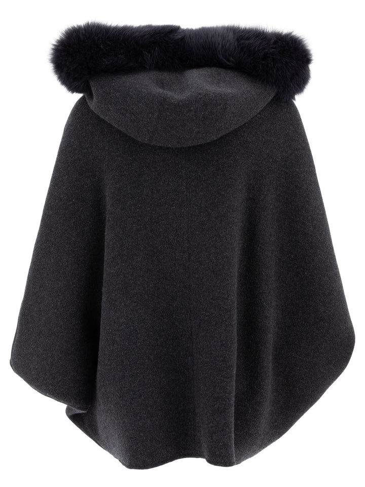 Giovi Wool And Cashmere Poncho Jackets and Coats - Grey | be61dbd99d048c22658cb3d650ed649470a91630