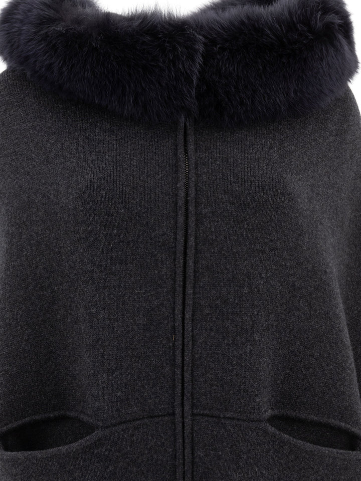 Giovi Wool And Cashmere Poncho Jackets and Coats - Grey | 9c9ca2d8fdedfeb1685933992aee835d5a488a83