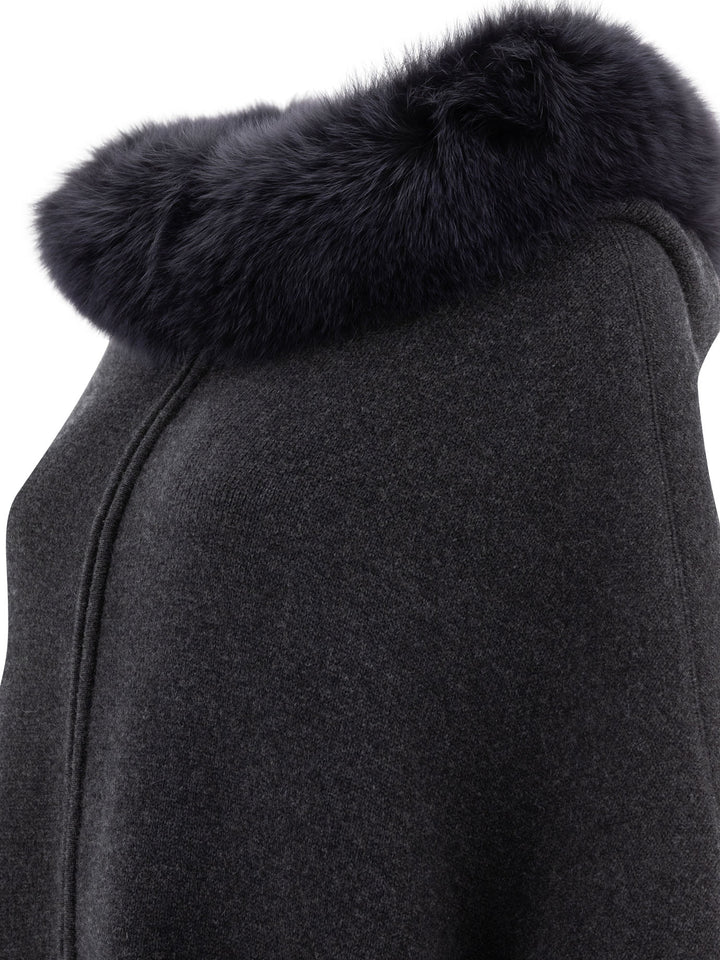 Giovi Wool And Cashmere Poncho Jackets and Coats - Grey | 51ad272f5ec87e4b941773b89d7fa222d116aaab