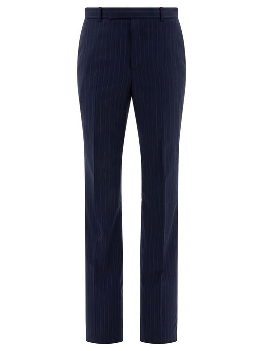 Pinstriped Tailored Trousers Blue