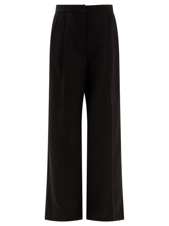 Wool Pleated Trouses Trousers Black