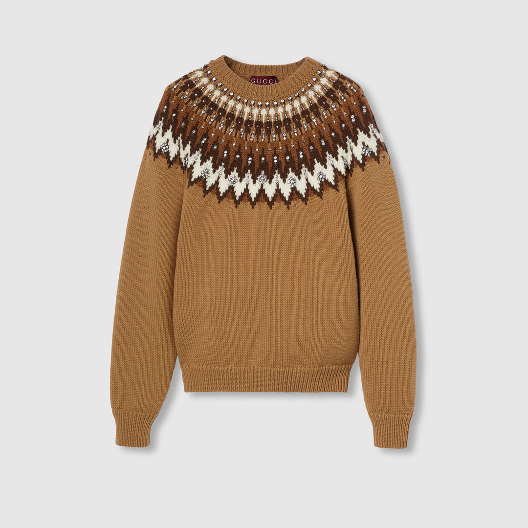 Gucci Maglione In Lana Knitwear - Brown | 83ad8a35c5e6b926ed70ec63300704c0636639ea