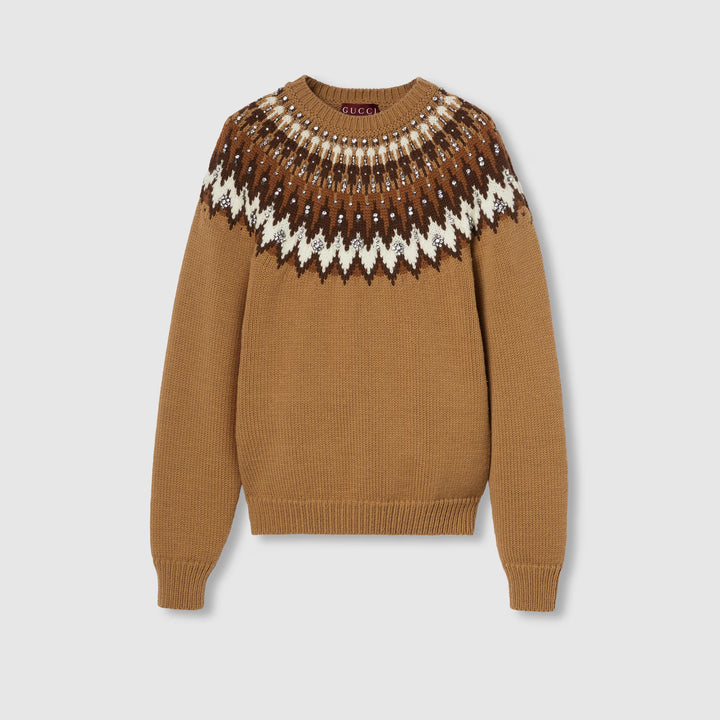 Gucci Maglione In Lana Knitwear - Brown | 83ad8a35c5e6b926ed70ec63300704c0636639ea