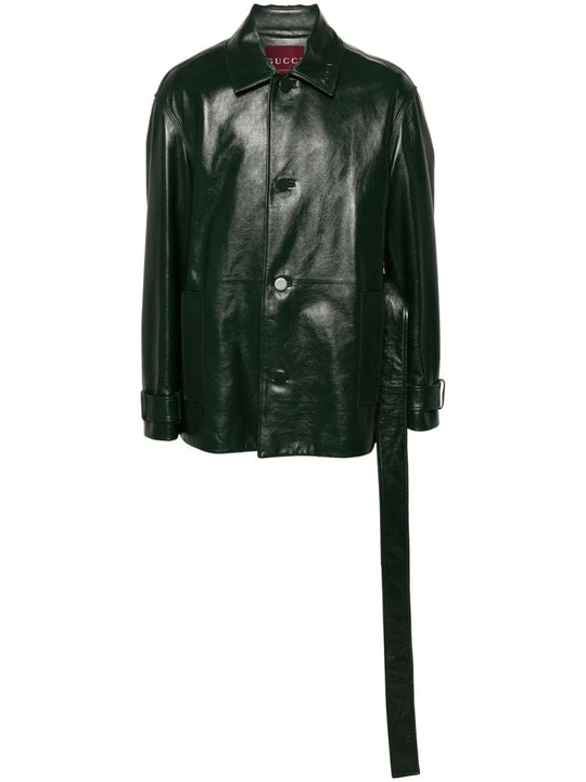 Trench In Pelle Lucida Jackets And Coats Green