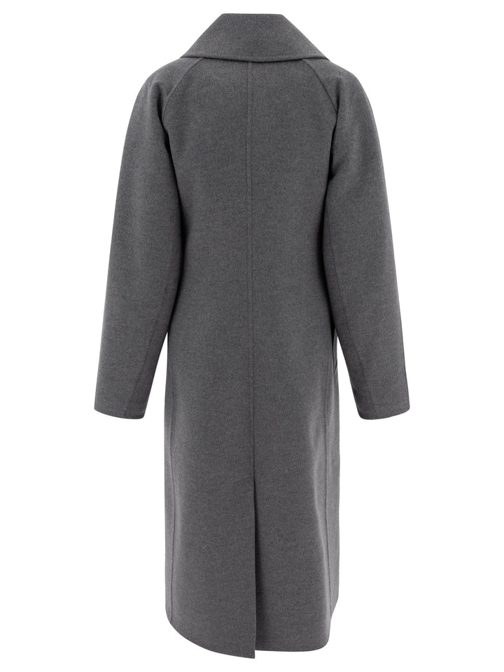 Loewe Wool And Cashmere Double-Breasted Coat Jackets and Coats - Grey | 32fa63582c7483f459d9001e201ca5929ac20b90