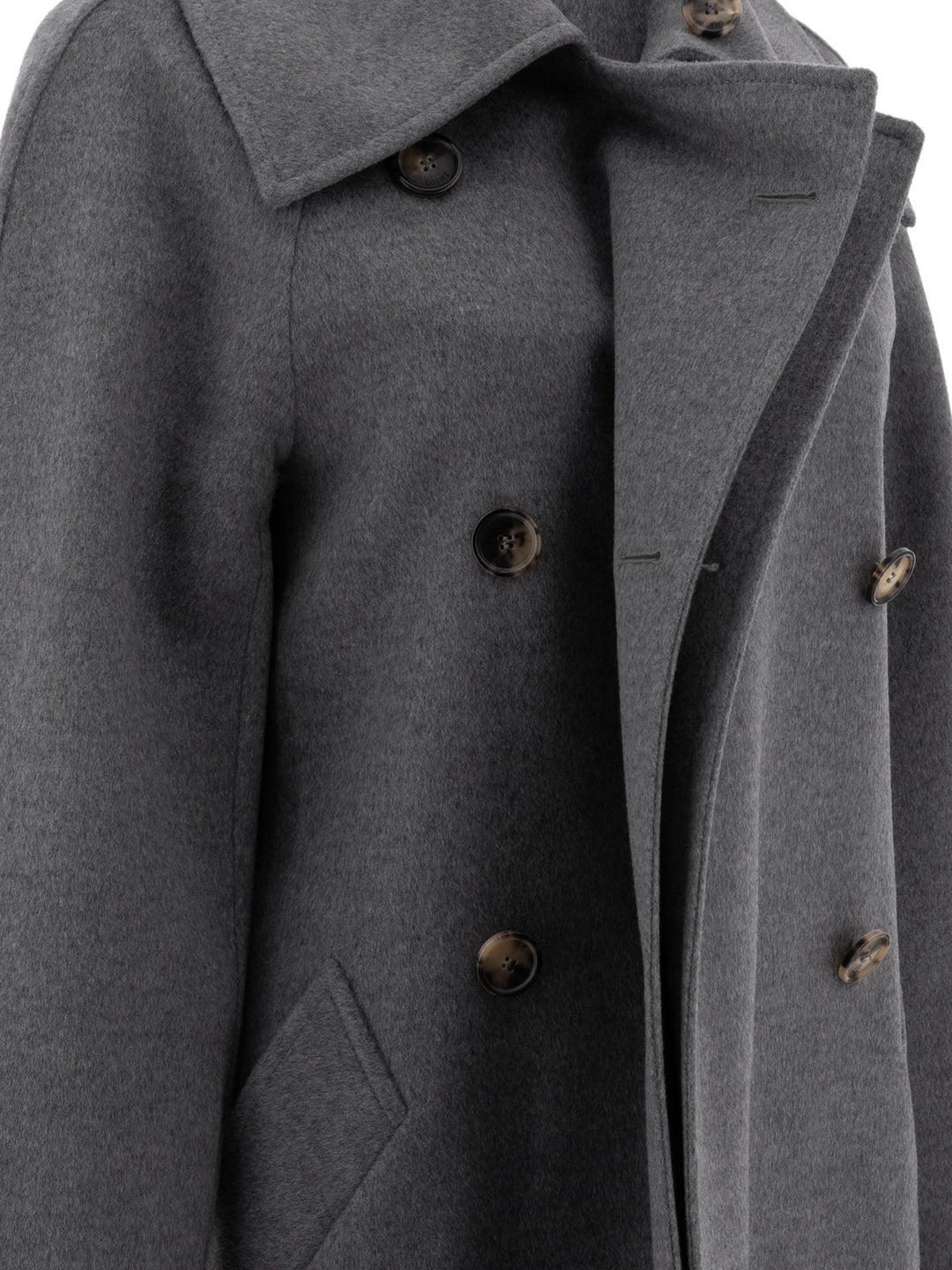 Loewe Wool And Cashmere Double-Breasted Coat Jackets and Coats - Grey | 8655f6eefdd91caeb7ccfb30345d5de15168a18b