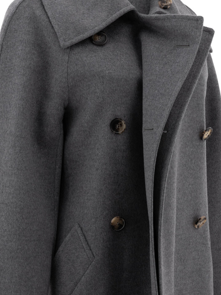 Loewe Wool And Cashmere Double-Breasted Coat Jackets and Coats - Grey | 8655f6eefdd91caeb7ccfb30345d5de15168a18b
