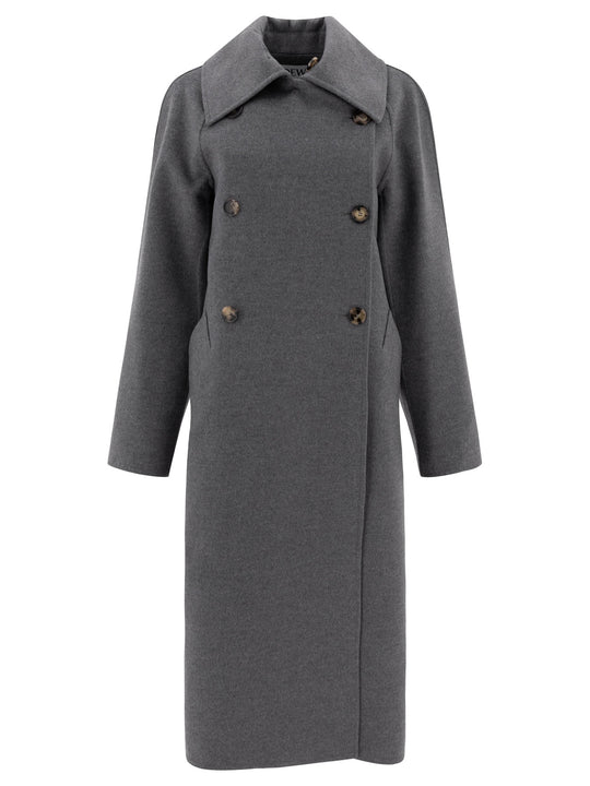Wool And Cashmere Double-Breasted Coat Jackets And Coats Grey